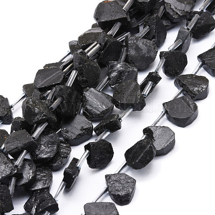 Natürliche schwarze Turmalin Perlen Stränge G-E569-R08-1