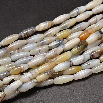 Brins de perles d'agate dendritique naturelle de riz G-M257-20x8mm-18-1