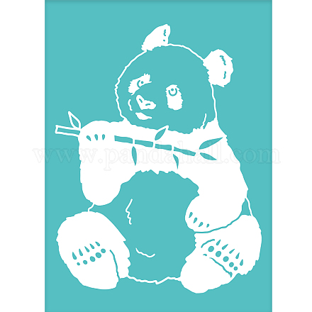 OLYCRAFT 2pcs Self-Adhesive Silk Screen Printing Stencil Panda Pattern Stencil Reusable Mesh Stencils Transfer Washable Home Decor for DIY T-Shirt Fabric Painting Decoration - 7.7x5.5Inch DIY-WH0337-001-1