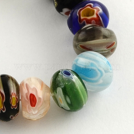Rondelle Handmade Millefiori Glass Beads Strands LK-R004-89-1