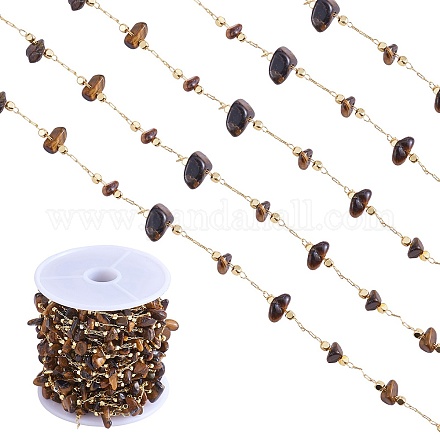 Perlenketten aus natürlichen Tigerauge-Chips CHC-SZ0001-62J-1