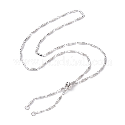 304 Stainless Steel Faceted Bar Link Chain Necklace Makings AJEW-JB01185-02-1