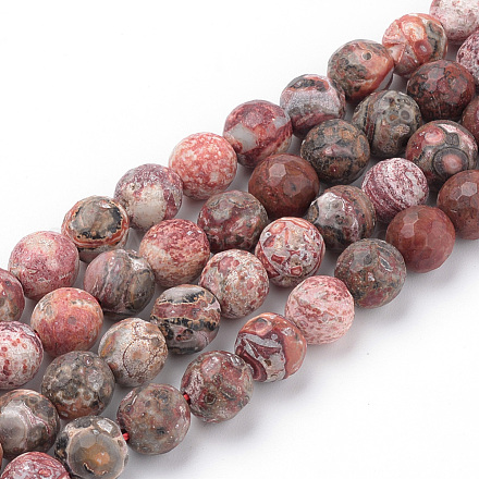 Perles de jaspe peau de léopard rouge naturel brins G-Q462-88-6mm-1