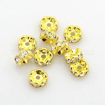 Brass Rhinestone Spacer Beads X-RB-A014-L8mm-01G-NF-1
