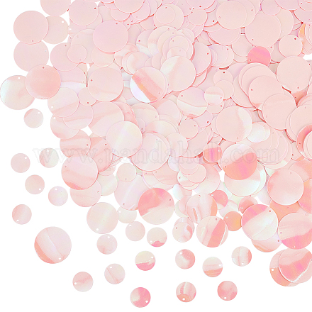 OLYCRAFT 1300Pcs 4 Size Pink Sequins with Hole PVC Laser Round Paillettes 0.6/0.8/1/1.2 Inch Large Sequins Craft Paillettes Loose Sequins for Jewelry Making DIY Sewing Crafts PVC-OC0001-11A-1
