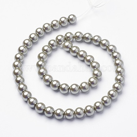 Hebras redondas de perlas de vidrio teñido ecológico HY-A002-8mm-RB022-1
