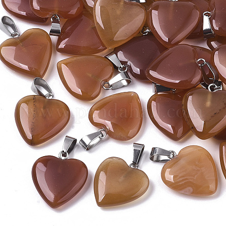 Coeur pendentifs cornaline naturelles X-G-Q438-17-1
