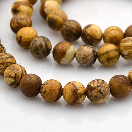 Round Natural Picture Jasper Beads Strands G-N0120-24-6mm-1