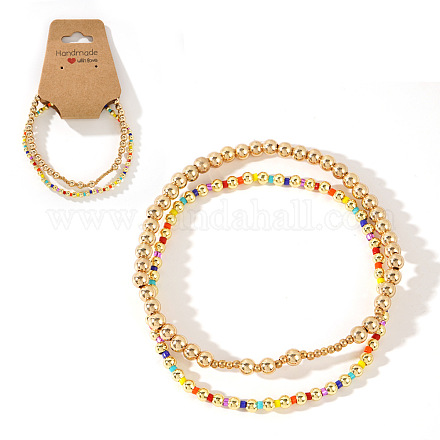 2шт модный комплект из латунных и бисерных браслетов для женщин ZD1327-5-1