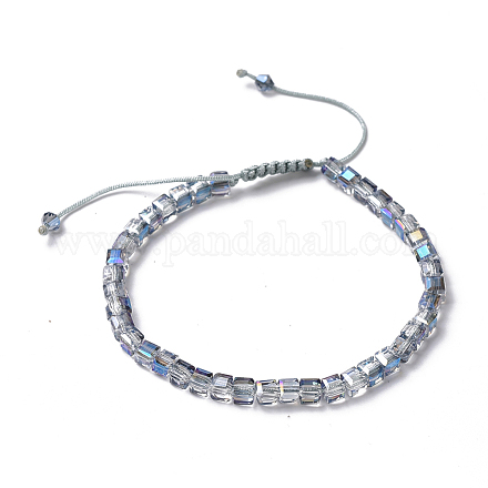 Bracciali con perline intrecciati in vetro placcato BJEW-JB04236-02-1