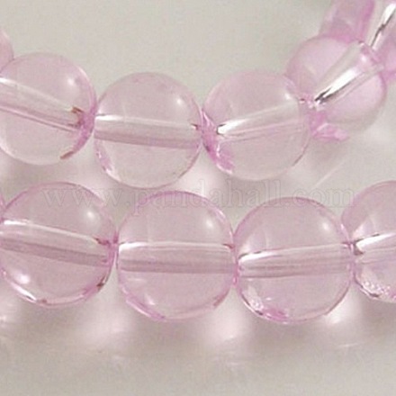 Pink Glass Round Beads Strands X-GR12mm29Y-1