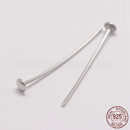 Rhodium Plated 925 Sterling Silver Flat Head Pins STER-P024-07-B-1