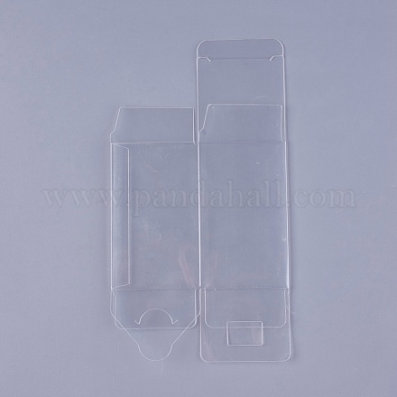 透明なプラスチックポリ塩化ビニール箱のギフト包装  防水折りたたみボックス  正方形  透明  22.2x12x0.1cm  箱：6x6x10センチメートル CON-WH0060-01C-1