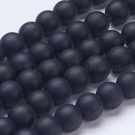 Frosted Glass Beads Strands G-D855-03-12mm-1