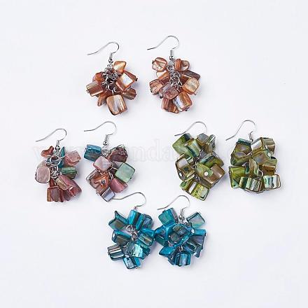 Stylish Shell Beads Cluster Earrings EJEW-JE00114-1