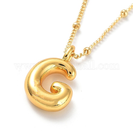 Initial Letter Brass Pendant Necklaces NJEW-A015-21G-G-1
