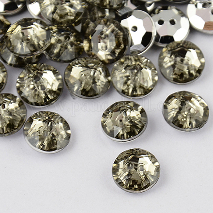 Botones redondos planos del diamante artificial de acrílico de Taiwán de 2-agujero BUTT-F015-11.5mm-19-1