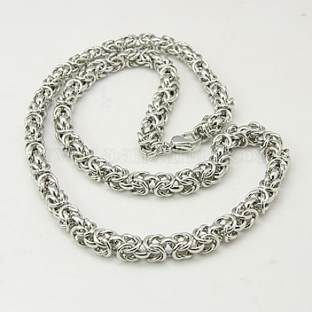304 Stainless Steel Necklace Men's Byzantine Chain Necklaces NJEW-H411-26-1