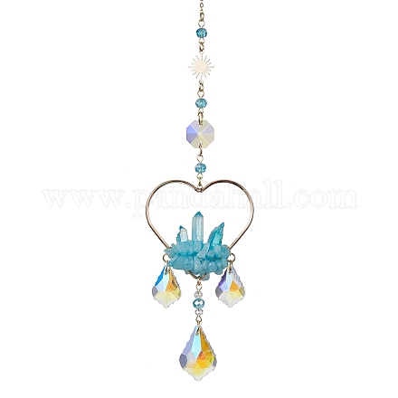 Hängende Ornamente in Herzform mit natürlicher weißer Jade HJEW-JM01614-03-1