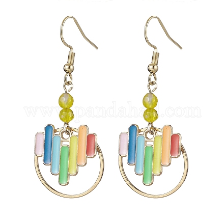 Женские серьги с подвесками в форме сердца из эмали и латуни EJEW-JE05922-1