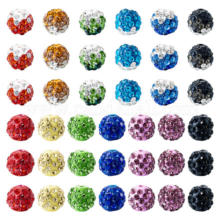 52шт 13 цвета бусины из полимерной глины со стразами RB-TA0001-21-1
