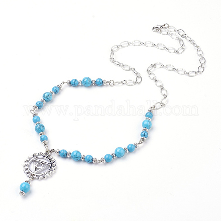 Synthetic Turquoise Pendant Necklaces NJEW-P191-B03-1