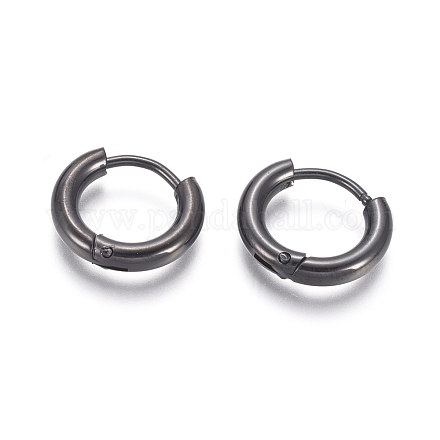 304 Stainless Steel Huggie Hoop Earrings EJEW-F111B-13mm-B-1