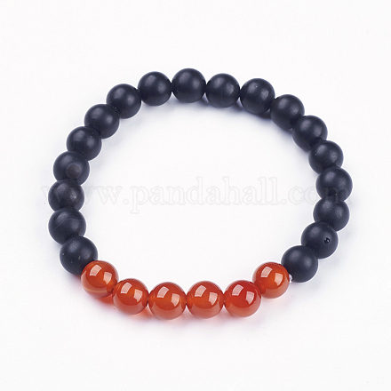 Natural Red Agate Stretch Bracelets BJEW-E313-K02-1