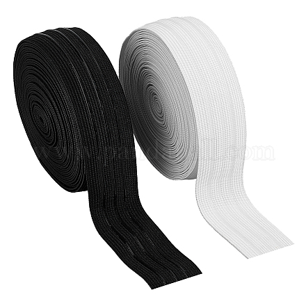 PandaHall Elite 16 Yards 2 Colors Polyester Elastic Ribbon EC-PH0001-27-1