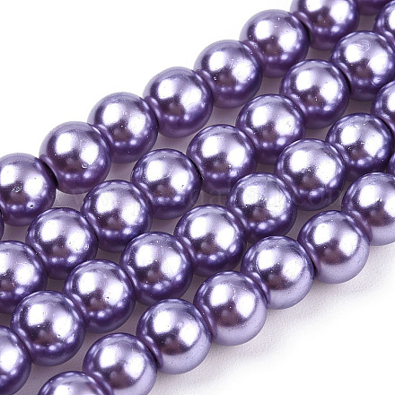 Chapelets de perles rondes en verre peint HY-Q003-6mm-27A-1
