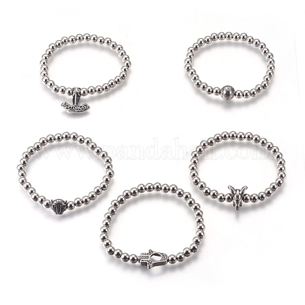 304 Stainless Steel Stretch Bracelets BJEW-E353-01-1