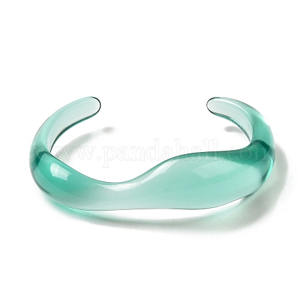Bracelet manchette ouvert en acrylique transparent pour femme BJEW-A141-01C-1