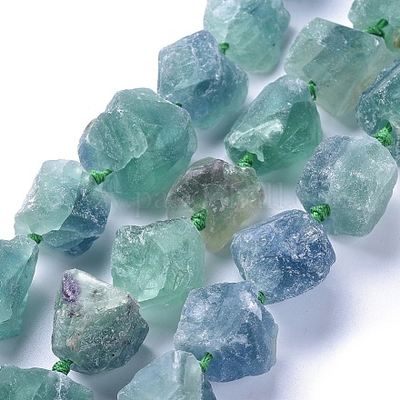 Fili di perle ruvide di fluorite di pietre preziose naturali G-E219-08A-1