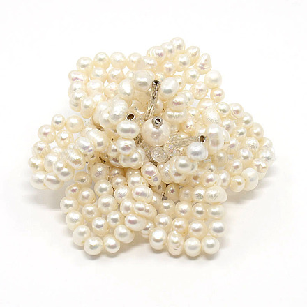 Elegant Mothers Day Gifts Flower Natural Pearl Brooches JEWB-M004-03-1