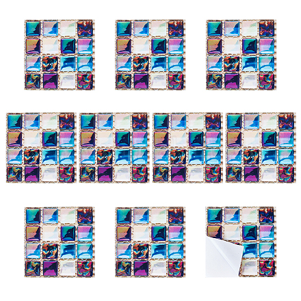 10 feuilles d'autocollants de carreaux de mosaïque auto-adhésifs en pvc FIND-WH0145-99-1