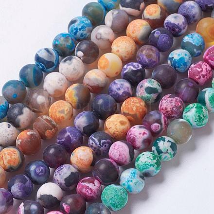 Natural Agate Bead Strands G-E393-8mm-08-1