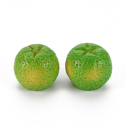 樹脂ビーズ  穴がない  模造果物  オレンジ  ライムグリーン  15x13mm RESI-Q214-001A-1