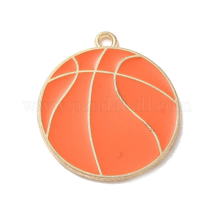 合金エナメルチャーム  ゴールドカラー  バスケットボール  28x25x1.5mm  穴：1.8mm ENAM-R147-13A-G-1