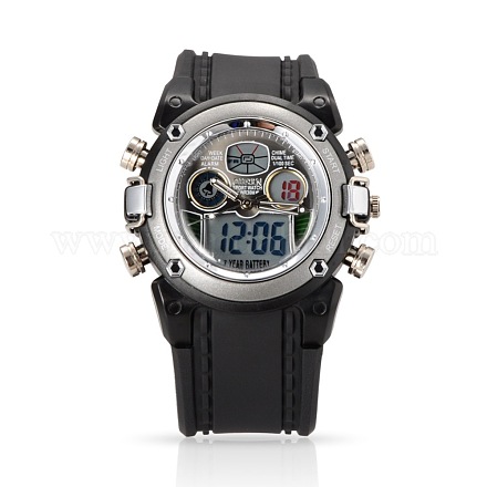 Ohsenブランドのメンズシリコンスポーツの腕時計  高品質30防水ステンレス製の電子時計メートル  ブラック  245x26mm  ウォッチヘッド：41x49x15mm  ウオッチフェス：30.5x30.5mm WACH-N002-03-1