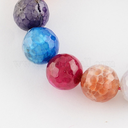 Dyed Natural Multi-Color Agate Beads Strands G-R177-12mm-07-1