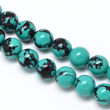 Round Synthetic Turquoise Beads Strands G-N0139-03-8mm-1