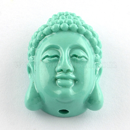 Gefärbt Buddha-Kopf synthetical Korall CORA-R011-16J-1