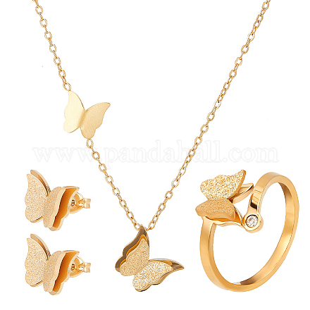 Set di gioielli con farfalla in acciaio al titanio anattasoul SJEW-AN0001-54-1