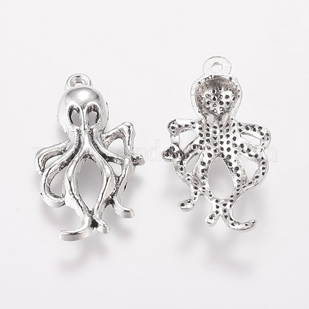 Tibetan Style Alloy Octopus Pendants X-TIBEP-S270-AS-FF-1