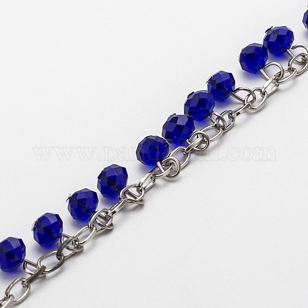 Chaînes avec perles en rondelles facettées en verre manuelles pour réaliser de colliers et bracelets AJEW-JB00086-03-1