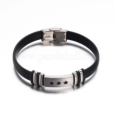 Jewelry Black Color PU Leather Cord Bracelets BJEW-G467-04-1