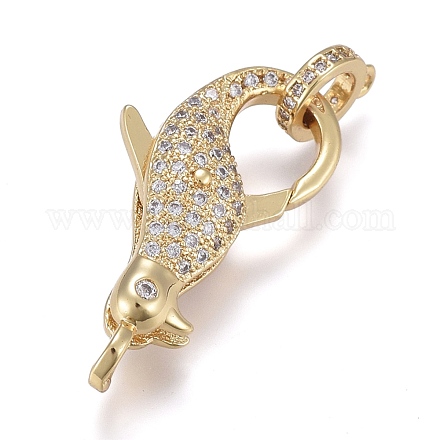 Brass Micro Pave Cubic Zirconia Lobster Claw Clasps ZIRC-M108-10A-G-1