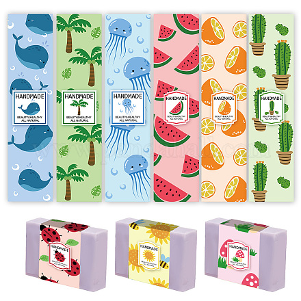 90 Uds. 9 estilos de etiqueta de papel de jabón con patrón de plantas/animales DIY-WH0399-69-030-1