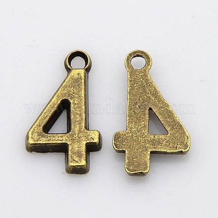 Rack Plated Zinc Alloy Number Charms PALLOY-A062-4AB-NR-1