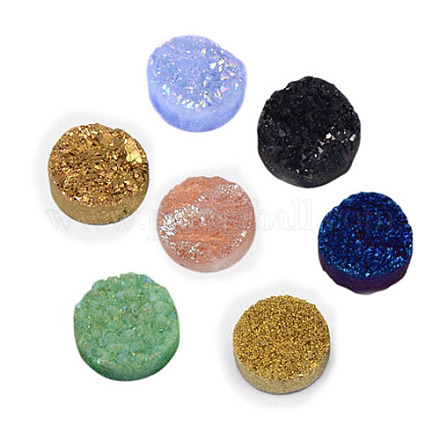 Electroplate Natural Druzy Crystal Cabochons G-L047-18mm-M-1